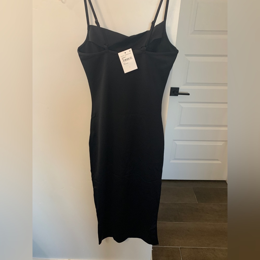 Good American Scuba Spaghetti Midi Dress Size 1 Black GDK001 - Picture 7 of 9